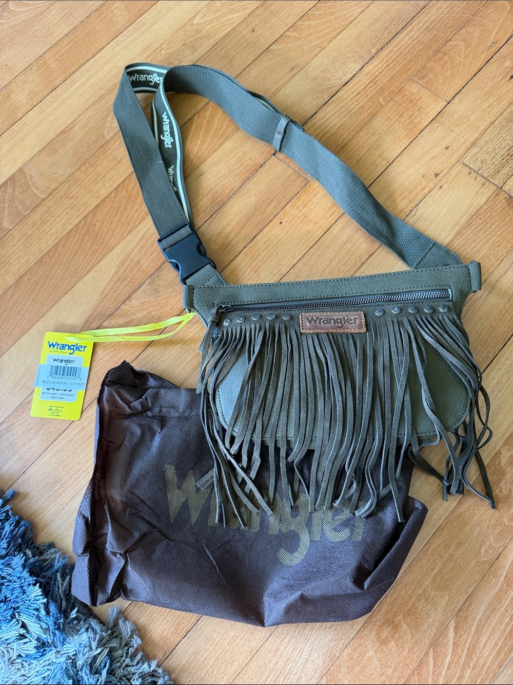 Wrangler Olive Green Fringe Crossbody Bag